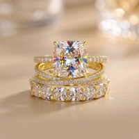 Ensemble de 3 bagues de luxe en argent 925 empilables avec moissanite GRA couleur D pour femme, idéales pour mariage et fiançailles