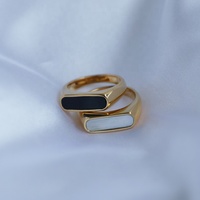 Bagues pour femmes Joolim haut de gamme plaquées or 18K PVD noir et blanc, bijoux en acier inoxydable