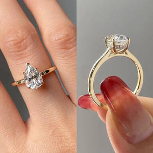 3CT Teardrop Cut Poire Moissanite Bague de fiançailles Bague de mode tendance Anniversaire de mariage et cadeau de fête pour elle - Product Image 3