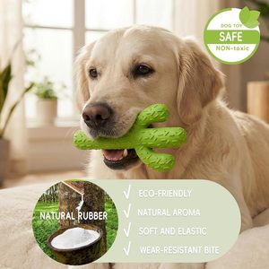Jouets à mâcher <span class=keywords><strong>pour</strong></span> chiens en caoutchouc durable, écologiques, motif dessin animé, <span class=keywords><strong>pour</strong></span> mâcheurs agressifs, jouets résistants en forme de cactus, nettoyage des dents, entraînement interactif - Product Image 6