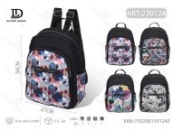 Zaino Casual da Donna in Poliestere con Motivo Floreale, Capacità Media, Resistente all'Acqua, per Uso Quotidiano, con Tracolla, Forma Quadrata - Product Image 1