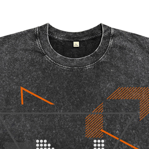 T-shirts à manches courtes pour hommes OEM ODM, noir délavé, coton de haute qualité, imprimé lettres, col rond, style urbain décontracté, coupe classique - Product Image 3
