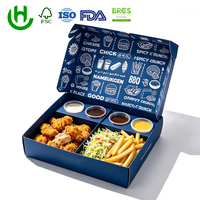 Boîtes en papier kraft recyclables écologiques avec logo personnalisé, avec porte-sauce, résistantes à la graisse, emballages à emporter pour la restauration rapide