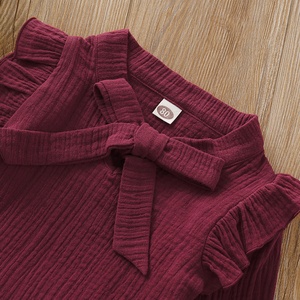 De la ropa de los niños de manga larga Tops impreso falda de dos piezas traje de cuerpo traje de niñas en rojo - Product Image 4