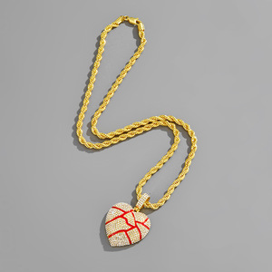 DUYIZHAO colgante de Corazón <span class=keywords><strong>Roto</strong></span> chapado en oro de Hip Hop con cadena de cuerda para hombres y mujeres - Product Image 5