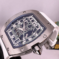 Montre mécanique décontractée pour homme, boîtier en alliage de titane 6701, cadran squelette, bracelet en caoutchouc noir, vente chaude