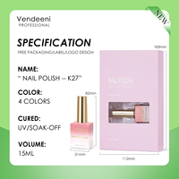 Vendeeni Coffret de vernis à ongles en gel sans HEMA, sans TPO, semi-permanents UV, 4 couleurs