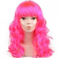 Perruque Winger à cheveux longs ondulés en rose Collection MK - Product Image 1