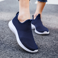 Nouveauté Chaussures de course à enfiler légères pour couples Tricot respirant avec bout flexible Coussin d'air Caractéristiques de rembourrage