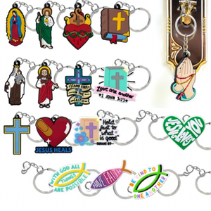 พวงกุญแจพีวีซี 2 มิติ ลายศาสนา จำนวนมาก ลายพระเยซู ไม้กางเขน พระคัมภีร์ ขายส่ง พวงกุญแจแบบกำหนดเอง สำหรับกระเป๋า รถยนต์ ของขวัญ - Product Image 1