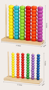 Juguete Matemático Montessori, Anillos Apilables de Madera con Cuentas para Contar, Juego de Combinación de Números para Niños - Product Image 3