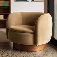 Moontree Chaise d'appoint pivotante moderne avec base en bois Fauteuil tonneau pour la maison, le bureau et le salon pour la lecture Chaise de loisirs