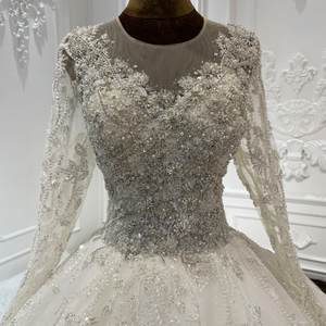 Jancember LSCJ30 Broderie Manches Longues Robes De Bal De Mariage De Mariée - Product Image 1