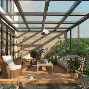 Maison moderne en verre pour jardin d'hiver <span class=keywords><strong>solarium</strong></span> avec toit plat en verre trempé et cadre en aluminium - Product Image 4