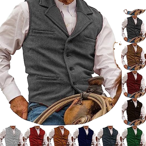 Nouvelle collection été – Gilet décontracté pour homme, coupe ajustée, col en V, anti-boulochage, avec fermeture éclair et détails boutonnés - Product Image 1