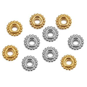 Stainless Steel Lace Wheel Bead 6mm Polka Dot Ring <b>Spacer</b> For Bracelet Making Jewelry Findings - Product Image 1