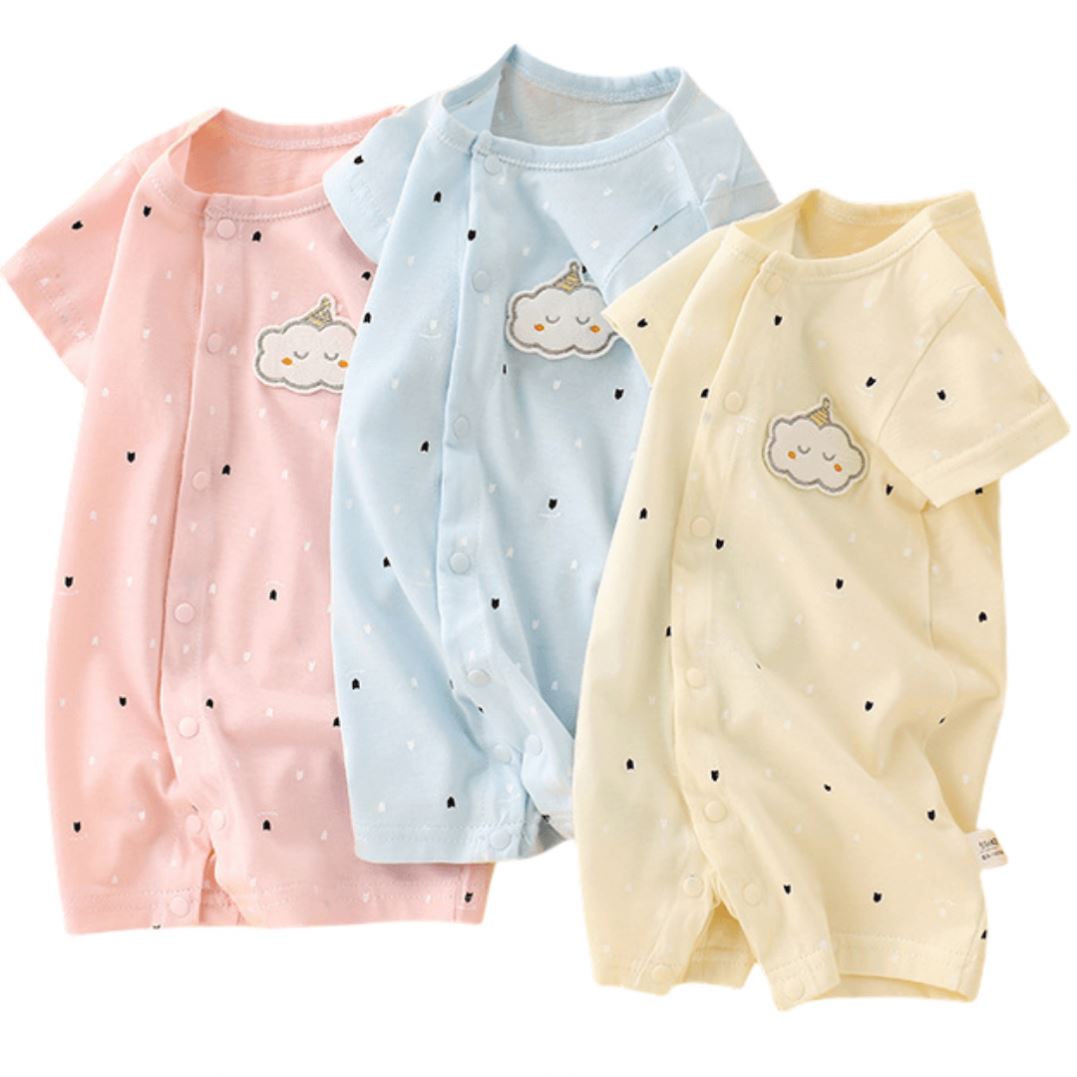 ORANGLES Toddler Girls Cotton T-Shirt Romper – Summer Short Sleeve Baby Onesie Pajama & Newborn Clothes Set - high resolution display - Image 2 of 4 | perfect for office | California | Free Shipping ORANGLES