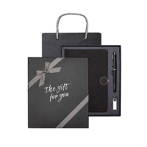 Wholesale Promotional Black Leather Notebook Gift Set Business Office Diary <b>Note</b> <b>Book</b> A5 PU Leather Pen Stationery Journal Set - Product Image 1