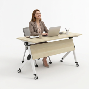Height <b>Adjustable</b> Folding <b>Desk</b> with Wheels Melamine Top Modern Design AY <b>Office</b> System for Home <b>Office</b> School Furniture - Product Image 1