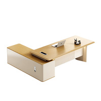 Bureau de direction contemporain en forme de L avec multiples rangements, table de direction pour bureau d'entreprise