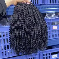 80 pièces de cheveux humains bruts Kinky Straight pour crochet, avec nœuds miracle, extensions de cheveux humains pour crochet, cheveux bouclés birmans pour crochet
