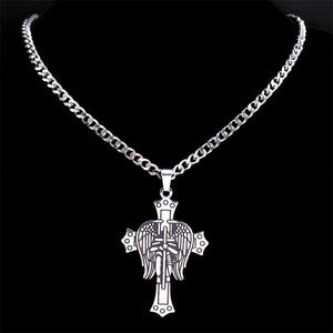 Collana in Acciaio al Titanio Stile Europeo Americano con Pendente a Croce Nera Olio, Nuovo Sacro Arcangelo San Michele - Product Image 5