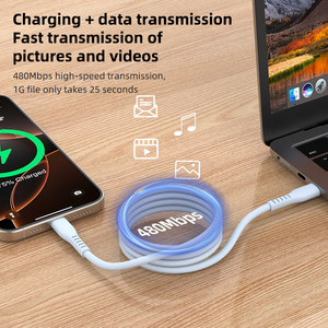 Nhà Máy Đầy Màu Sắc Chất Lỏng Mềm Silicone 3ft <span class=keywords><strong>Pd</strong></span> 60W Nhanh Chóng Sạc Loại C Từ Sạc Cáp Cho Iphone 15 16 - Product Image 6