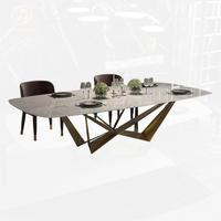 Y Acier Inoxydable Bois Dîner Ensemble De Luxe Moderne Table Salle À Manger Ensembles Haut De Gamme Style Italien Cuisine Fête Banquet Table À Manger