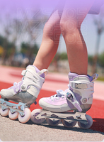 Patins à roulettes ajustables confortables à tige haute avec cadre en aluminium stable pour jeunes et adultes