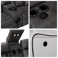 Canapé d'angle inclinable HOMERS Power Corner en tissu avec fonction massage, haut-parleur Bluetooth, lumière LED et télécommande