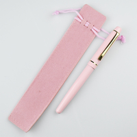 GemFully Small Business Online Executive Pen case Pencil Pouches Logo personnalisé Black Velvet Pen Pouch Drawstring Bag