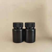 Bouteille ronde en plastique PET écologique de 50ml Capuchon noir Surface sérigraphiée Emballage Comprimés Vitamines Alimentaire