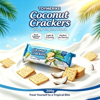Vente en gros de craquelins au fromage et à la noix de coco de 200 g, biscuits croustillants cuits, sans graisses trans, étiquette privée OEM disponible