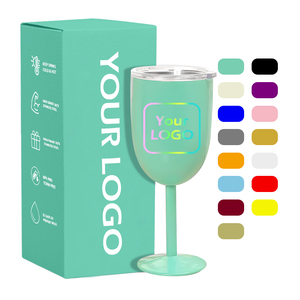 10oz In Acciaio Inox Calice di Vino Bottiglie di Acqua All'ingrosso di Vino <span class=keywords><strong>Rosso</strong></span> Tazza A Doppia Parete Bicchiere Calice con Coperchio Trasparente - Product Image 1