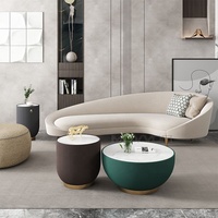 Ensemble table basse de centre de thé en forme de bol en marbre de luxe italien pour petit appartement salon table à thé design