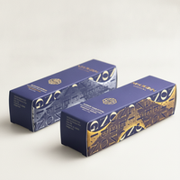 Boîte de sérum pour soins de la peau en carton ivoire personnalisé avec logo en relief doré, emballage en carton pliable RTE
