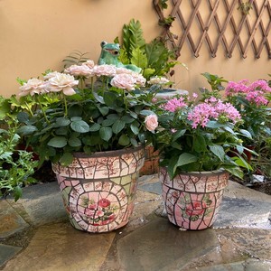 Maceta de cerámica hecha a mano con mosaico de flores, decoración para patio, jardín, balcón, cerámica roja que no se desvanece - Product Image 4