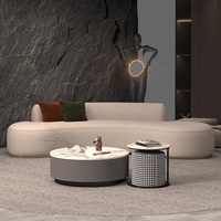 Juego de sofá moderno y lujoso para sala de estar con mesa de té, tela de terciopelo rojo con tecnología de cordero para apartamentos pequeños, sofá de forma curva