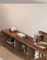 Meuble TV en bois massif écologique et durable avec étagères réglables, console multimédia moderne pour salon, chambre, appartement 120-200 cm
