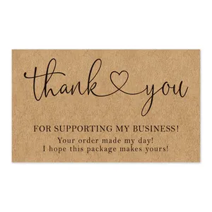 Logotipo personalizado papel Kraft Apreciar tarjeta postal felicitación tarjeta de visita impresión tarjetas de agradecimiento para pequeñas empresas