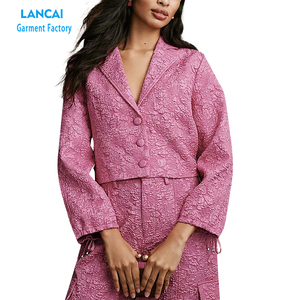 Tops de Jacquard elegantes con botones de manga larga de Color sólido para primavera y verano para mujer - Product Image 1