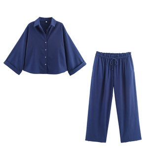 <span class=keywords><strong>Pantaloni</strong></span> Casual alla Moda per <span class=keywords><strong>Donna</strong></span>, Lunghezza alla Caviglia, Colore <span class=keywords><strong>Blu</strong></span> <span class=keywords><strong>Scuro</strong></span> con Coulisse in Vita - Product Image 6