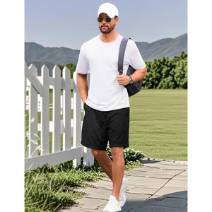 Cotrasen Camiseta básica de algodón Premium para hombre, camisetas de manga corta con cuello redondo de 250gsm, Top holgado informal clásico sólido - Product Image 5