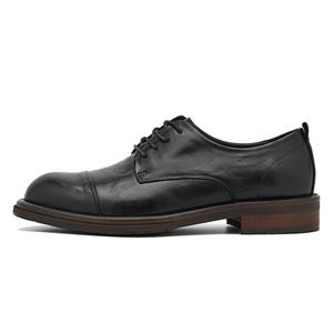 2025 nueva tendencia de alta calidad para hombres de negocios Casual punta cuadrada zapatos de cuero con cordones Retro cuero genuino transpirable ligero - Product Image 4