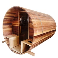 Ruang Sauna Tong Kayu Solid Cedar/Hemlock Merah Elektrik Tradisional untuk Luar Ruangan dengan Jendela Kaca Panoramic untuk Penggunaan di Villa