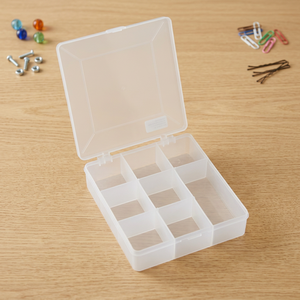 DK-615 8 Compartment Storage <b>Box</b> | Clear Plastic Storage <b>Box</b> with 8 Compartments Organizing Case for <b>Small</b> Items Desk Organizer - Product Image 3