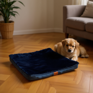 Tappetino per Animali Domestici in Velluto Pavone Blu Scuro, Spessore 5cm, 80*120cm, Comodo Letto per Animali - Product Image 3
