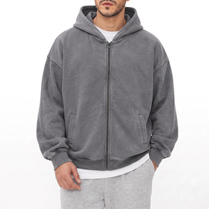 <span class=keywords><strong>Sudadera</strong></span> con capucha de felpa francesa de 320 g/m² con cremallera, estilo oversize y hombros caídos, lavado ácido, Colección American High Street 2026 - Product Image 1