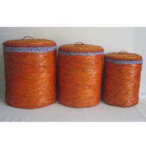 Juego de cesta de almacenamiento de ropa de bambú redonda ecológica hecha a mano, técnica de tejido de arte popular, estilo exótico - Product Image 1