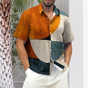 Chemises de bowling hawaïennes pour hommes, manches courtes, imprimées, coupe classique, décontractées pour l'été et la plage, chemises Aloha boutonnées, respirantes, logo personnalisé - Product Image 4